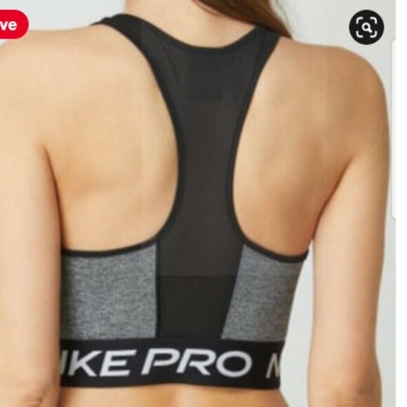 NIKE Pro Training Longline Crop Top Dri-Fit Technology Gray Black Size Small - Picture 2 of 9